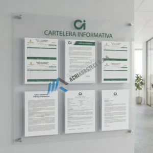Cartelera de 6 bolsillos acrílicos tamaño carta con logo