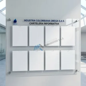 Cartelera de 8 bolsillos acrílicos tamaño carta
