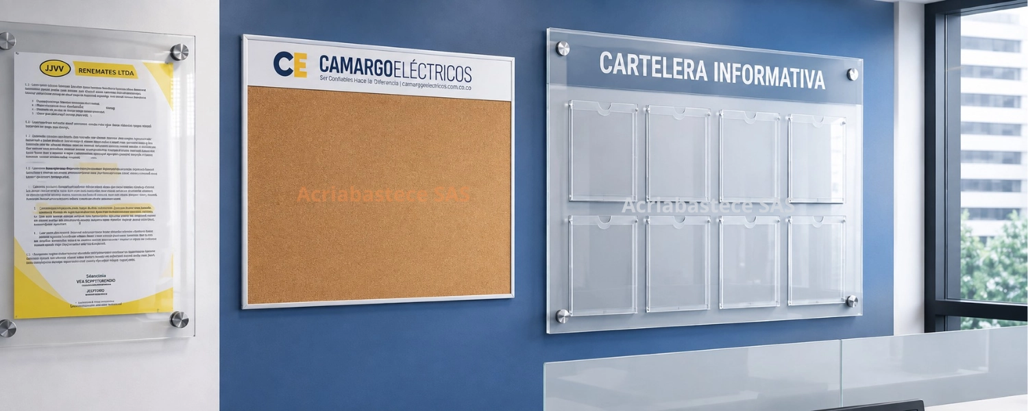 Cartelera con bolsillos acrílicos