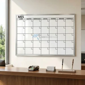 Planeador mensual en acrílico de 120 x 80 cm con marco de aluminio para organización de oficinas en Bogotá - Comercializadora Acriabastece SAS