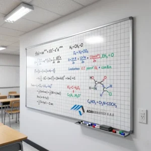 Tablero acrílico cuadriculado para salones de clase y colegios