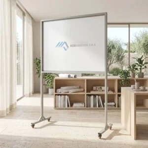 Tablero tipo papelógrafo con ruedas de 120 x 80 cm en oficina de Acriabastece